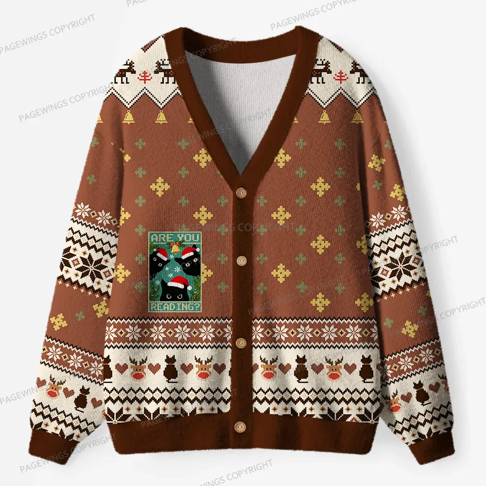 Pagewings Are You Reading Unisex Ugly Cardigan Sweaters