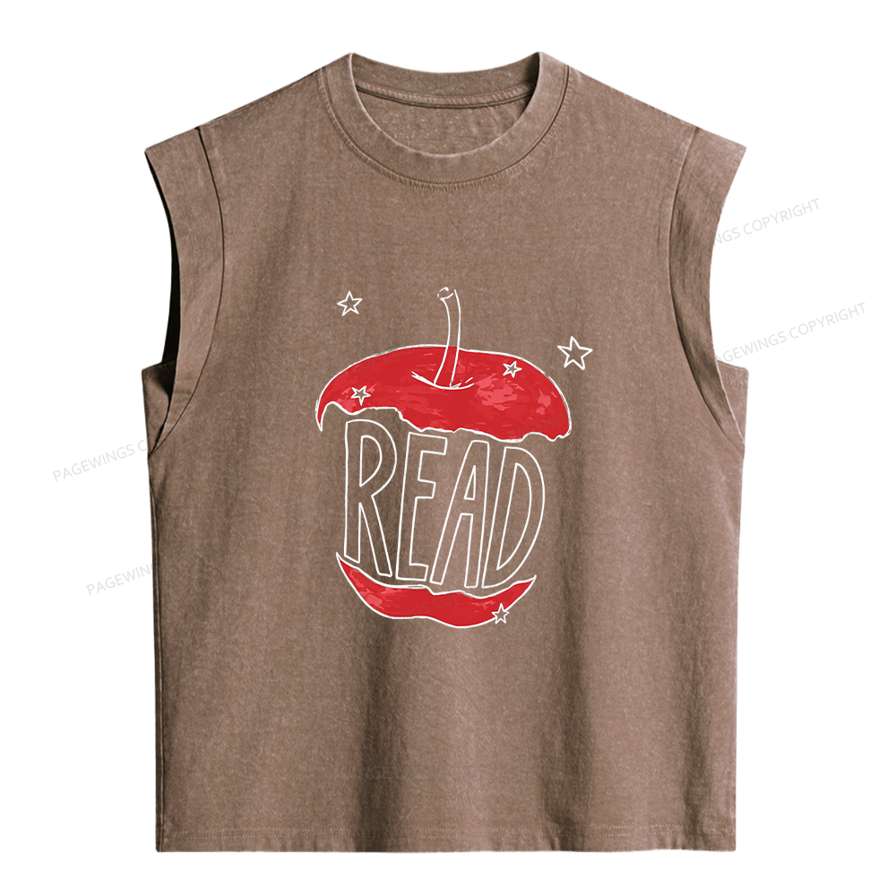 Pagewings Read Apple Women's Washed Tank Top