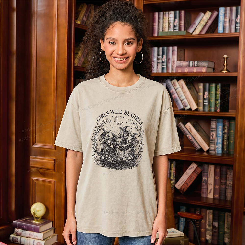 Pagewings Girls Will Be Girls Unisex Washed T-shirt