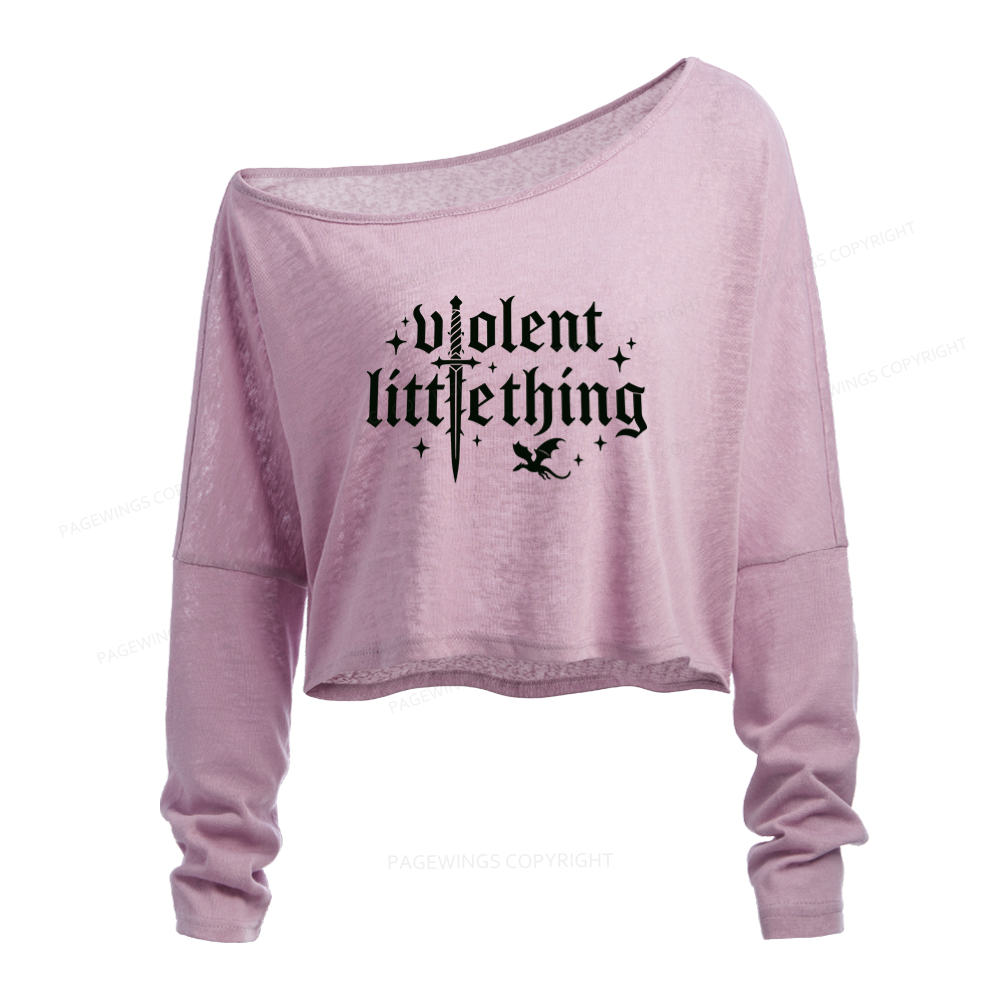 Pagewings Fantasy Reader Slouchy Long Sleeve Off Shoulder T-shirt