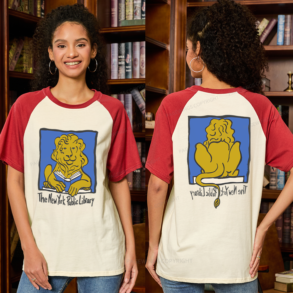 Pagewings Vintage Library Raglan T-shirt