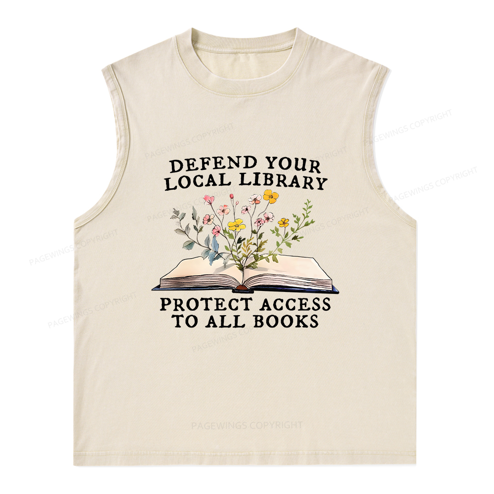 Pagewings Books Save Lives Protect Libraries Unisex Washed Tank Top