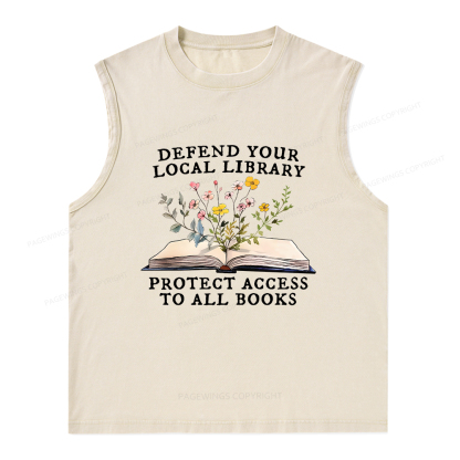 Pagewings Books Save Lives Protect Libraries Unisex Washed Tank Top