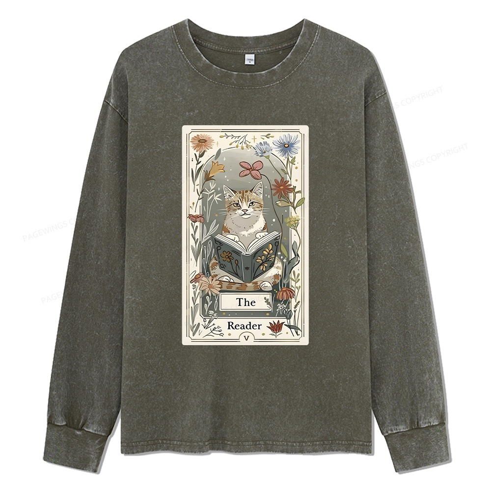 Pagewings The Reader Unisex Washed Long Sleeve T-shirt