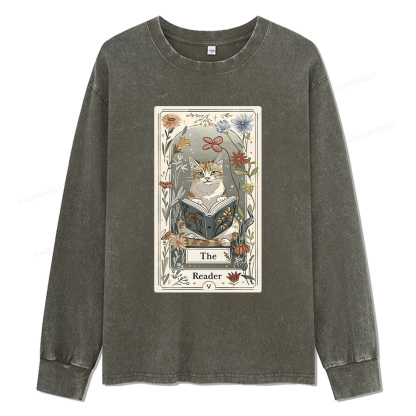 Pagewings The Reader Unisex Washed Long Sleeve T-shirt