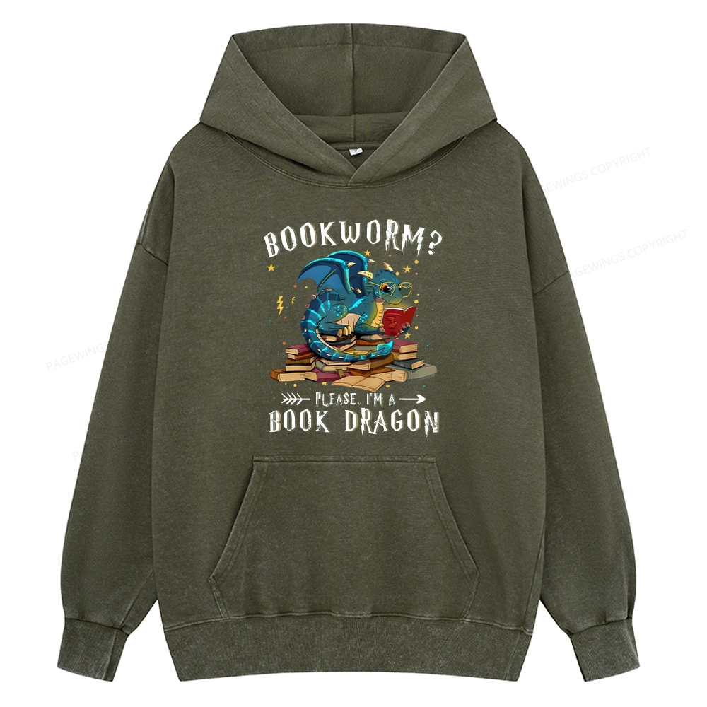 Pagewings Dragon Book Unisex Washed Hoodie