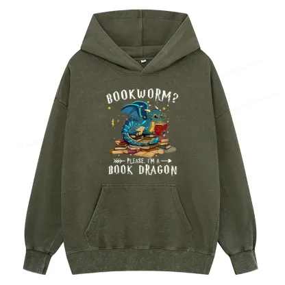 Pagewings Dragon Book Unisex Washed Hoodie
