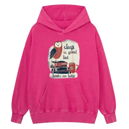 Pagewings Sleep is Good But Book is Better Unisex Washed Hoodie