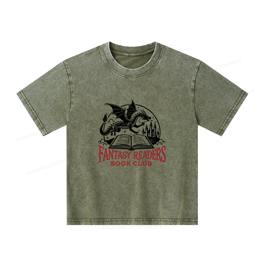 Pagewings Fantasy Readers Book Club Unisex Kids Washed T-shirt