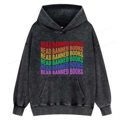 Pagewing Read Banned Books Unisex Washed Hoodie