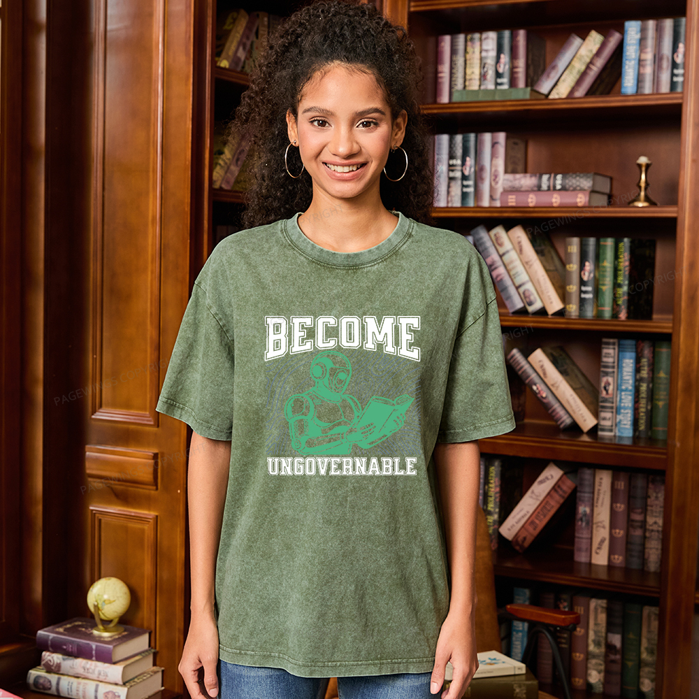 Pagewings Become Ungovernable Unisex Washed T-shirt