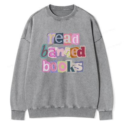 Pagewings Read Banned Books Unisex Washed Sweatshirt
