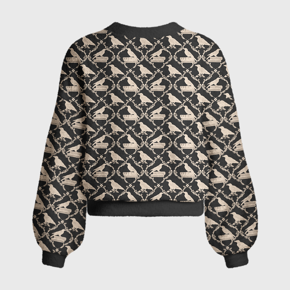 Pagewings Reading Crow Women's Cardigan Sweater