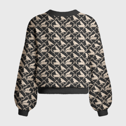 Pagewings Reading Crow Women's Cardigan Sweater