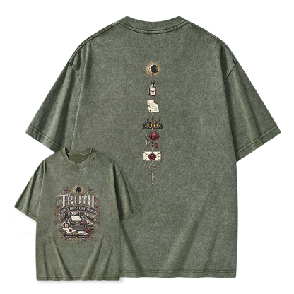 Pagewings Dark Academia Bookish Unisex Washed T-shirt