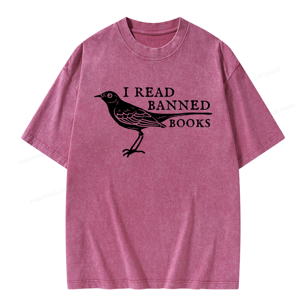 Pagewings Read Banned Books Unisex Washed T-shirt