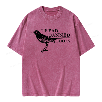 Pagewings Read Banned Books Unisex Washed T-shirt