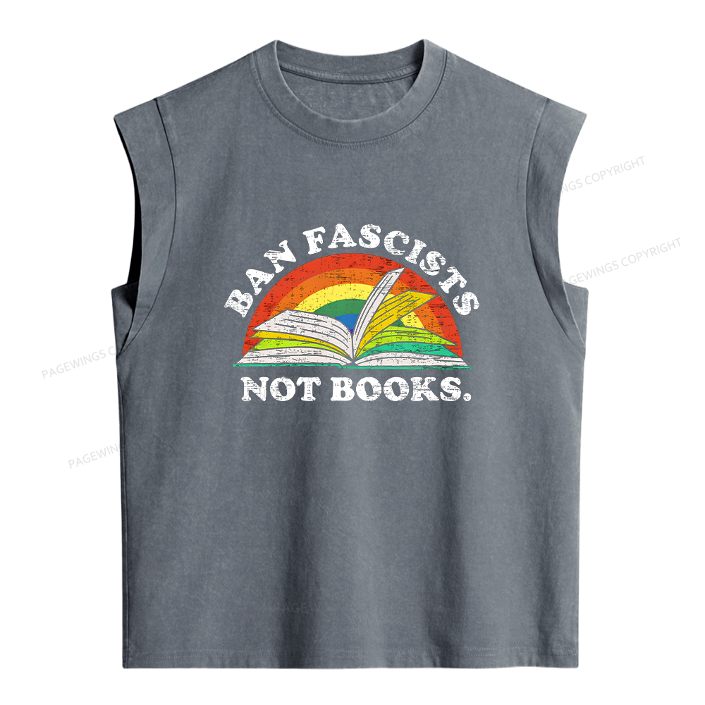 Pagewings Ban Fascists Not Books Women's Washed Tank Top