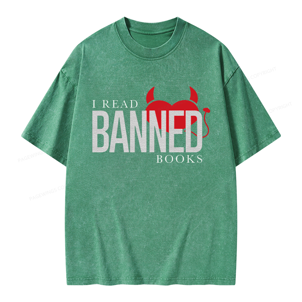 Pagewings I Read Banned Books Unisex Washed T-shirt