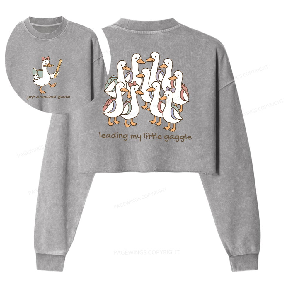 Pagewings Back to School Washed Crop Sweatshirt