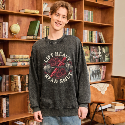 Pagewings Lift Heavy Read Unisex Washed Sweatshirt