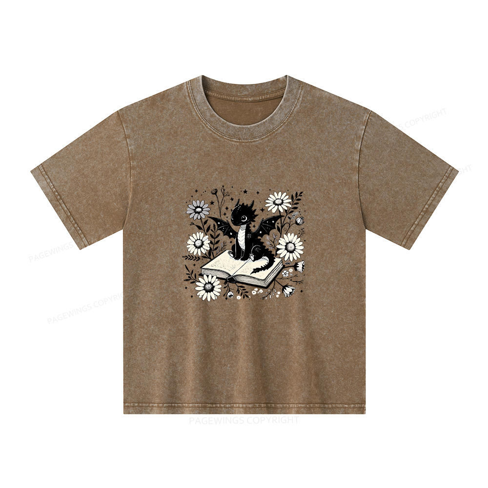 Pagewings Bookworm Dragon Unisex Kids Washed T-shirt