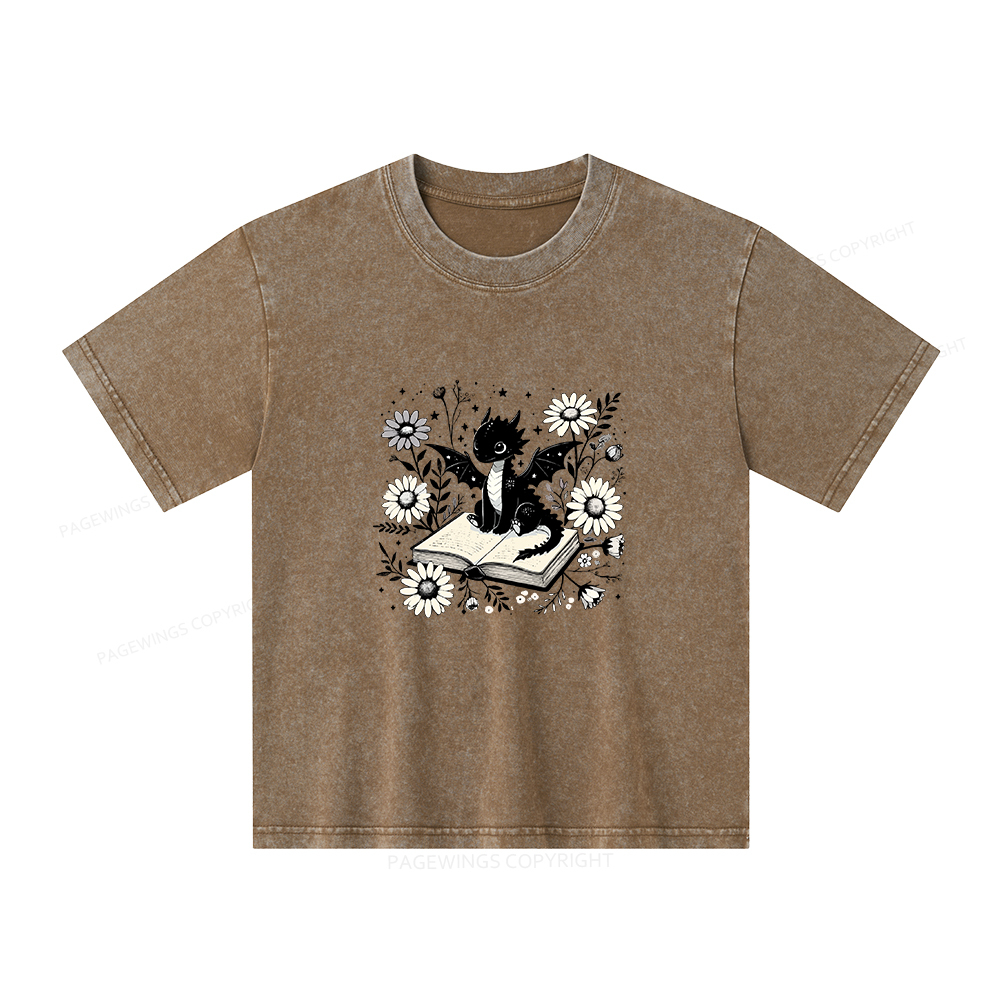 Pagewings Bookworm Dragon Unisex Kids Washed T-shirt