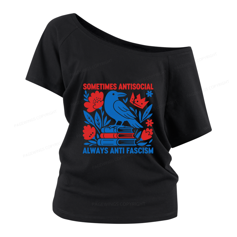 Pagewings Anti Fascism Women Off Shoulder T-shirts