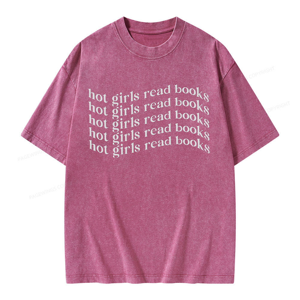 Pagewings Hot Girls Read Books Minimalist Trendy BookishUnisex Washed 