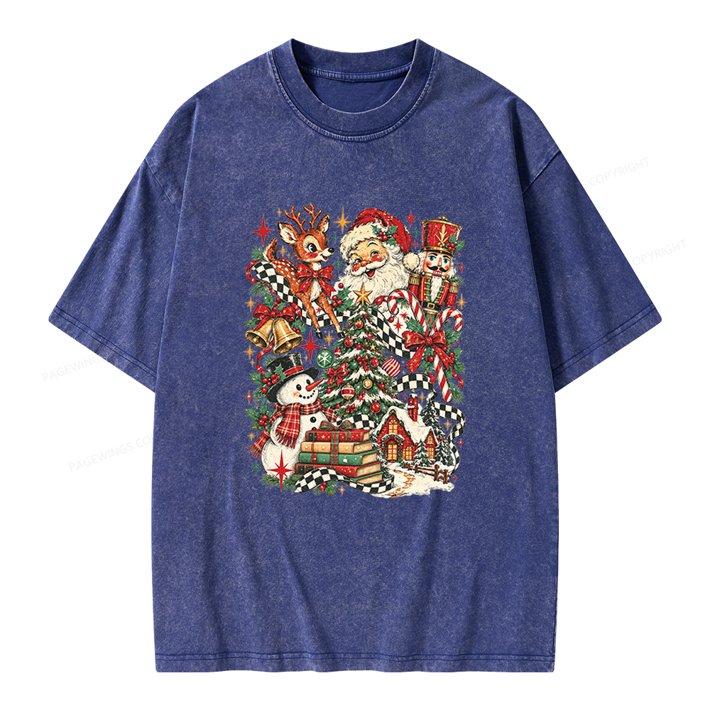 Pagewings Retro Christmas Unisex Washed T-shirt
