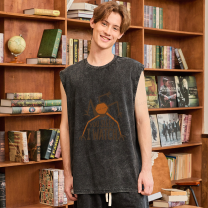 Pagewings You Sleep I Watch Unisex Washed Tank Top