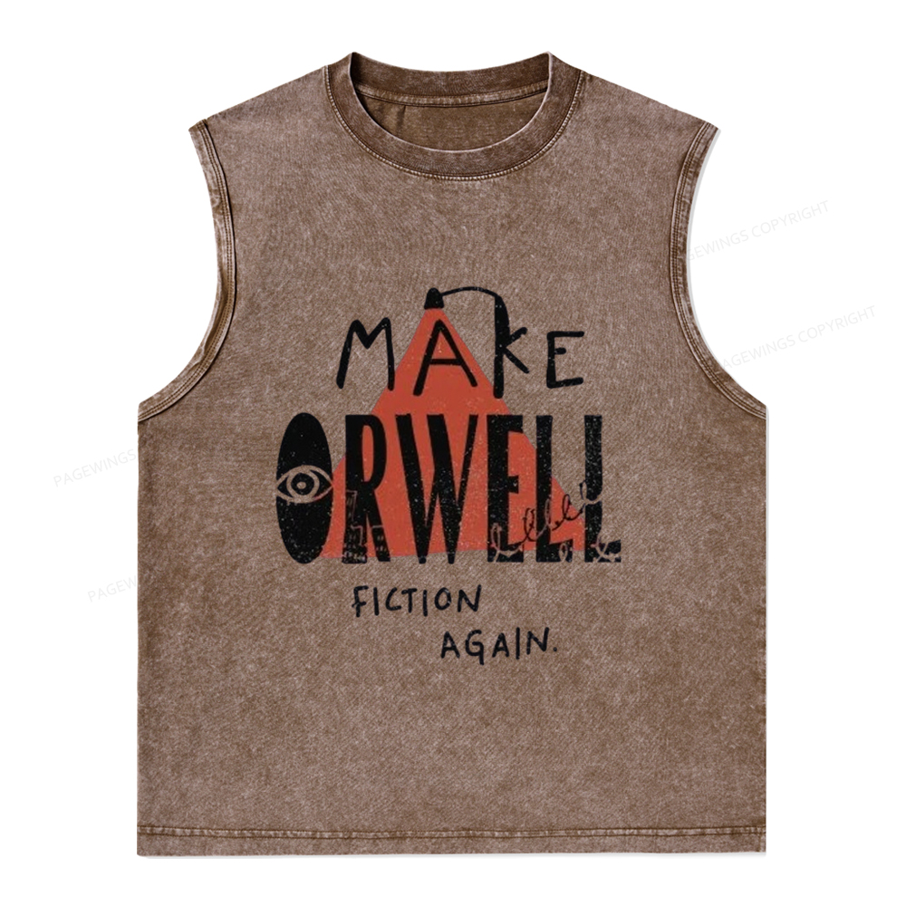Pagewings Make Orwell Fiction Again Unisex Washed Tank Top