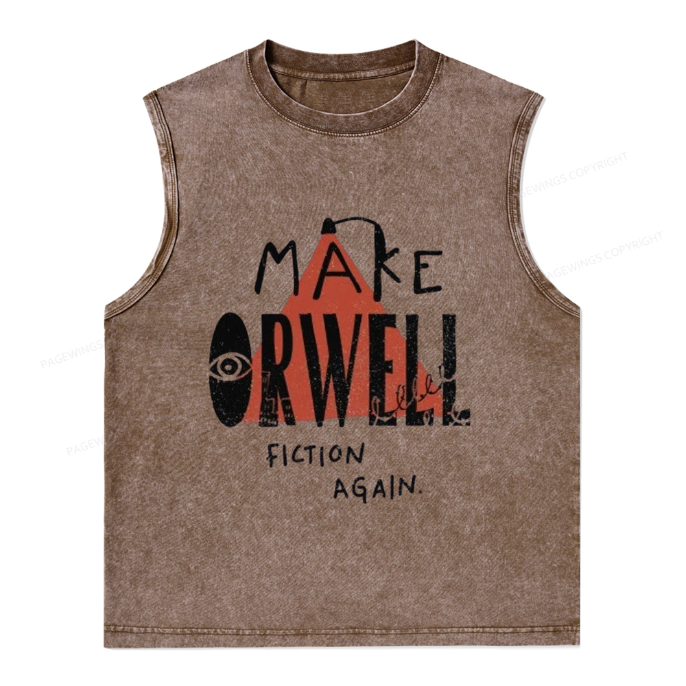 Pagewings Make Orwell Fiction Again Unisex Washed Tank Top