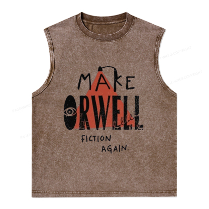 Pagewings Make Orwell Fiction Again Unisex Washed Tank Top