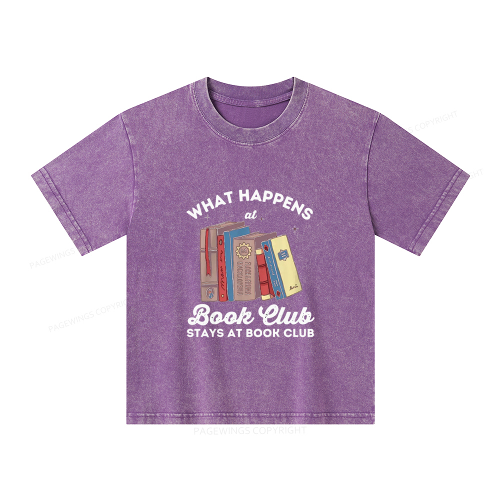 Pagewings Stays At Book Club Book Unisex Kids Washed T-shirt