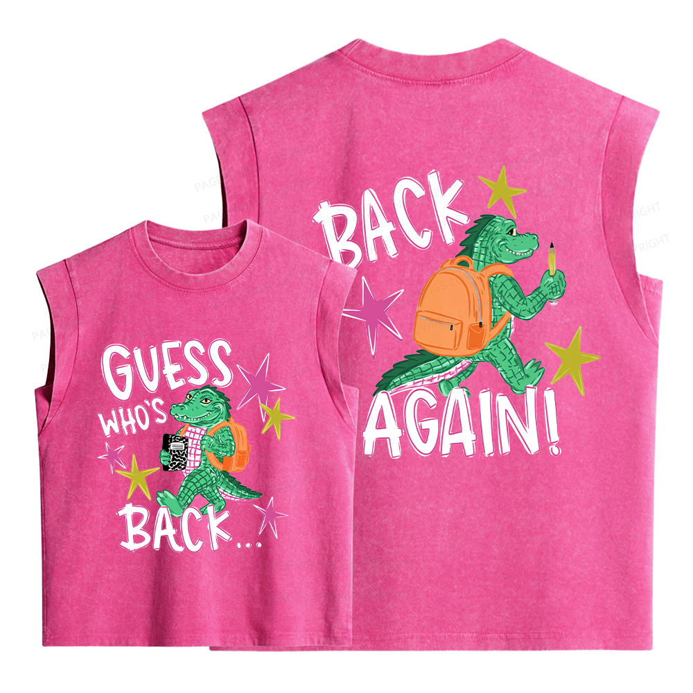 Pagewing Guess Who's Back Teacher Bookish Women's Washed Tank Top