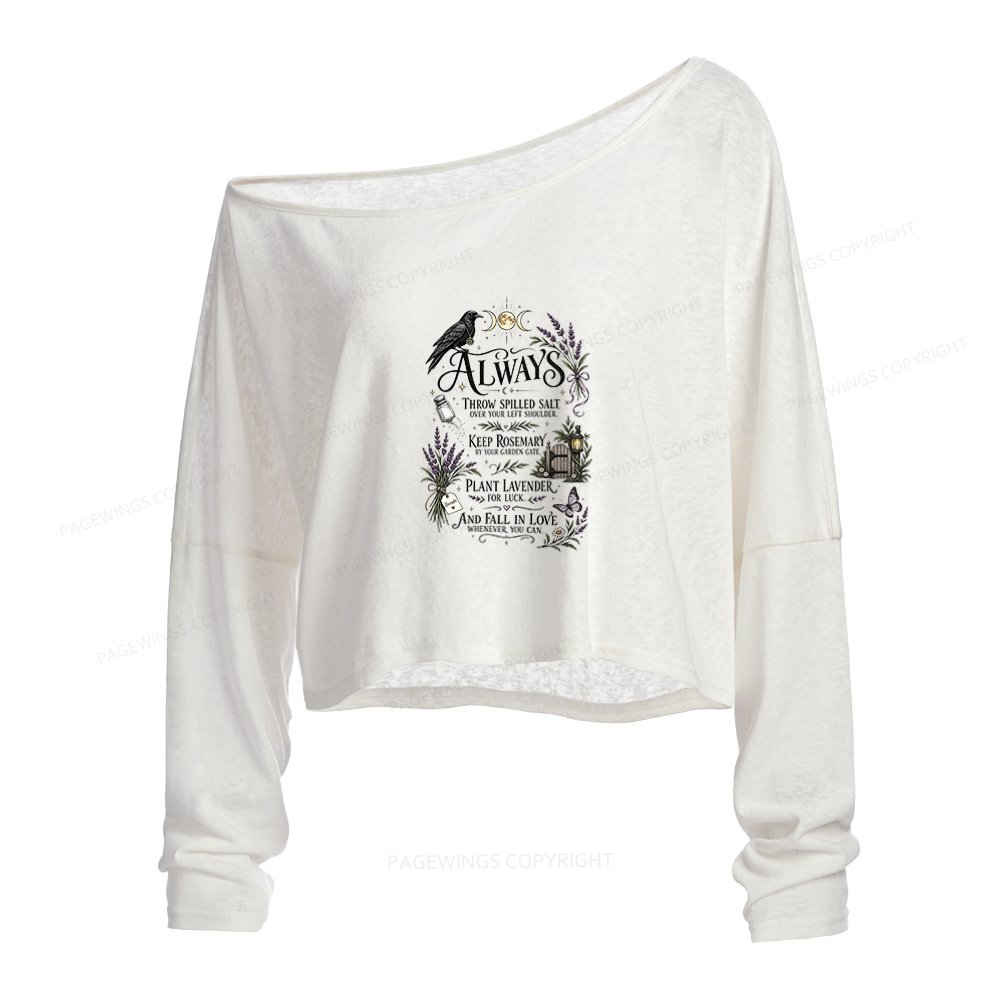 Pagewings Mystical Witchy Slouchy Long Sleeve Off Shoulder T-shirt