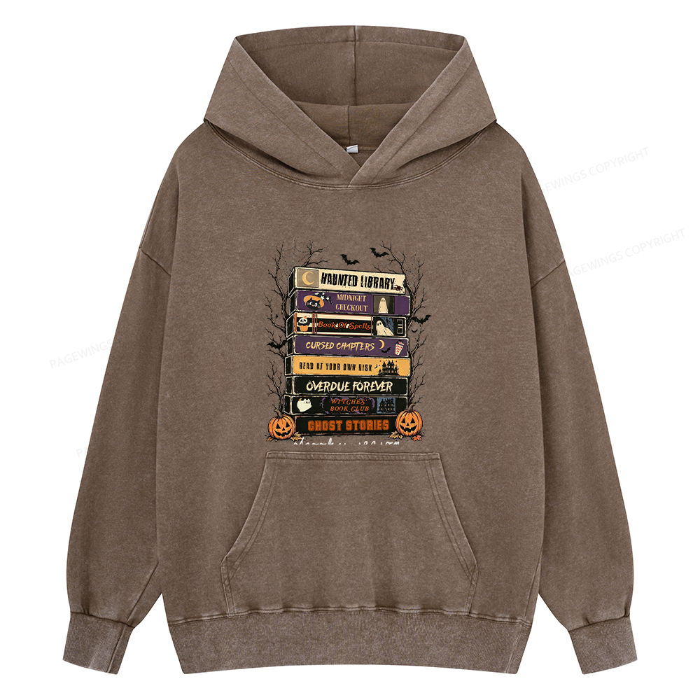 Pagewings Vintage Halloween Unisex Washed Hoodie
