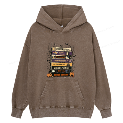 Pagewings Vintage Halloween Unisex Washed Hoodie