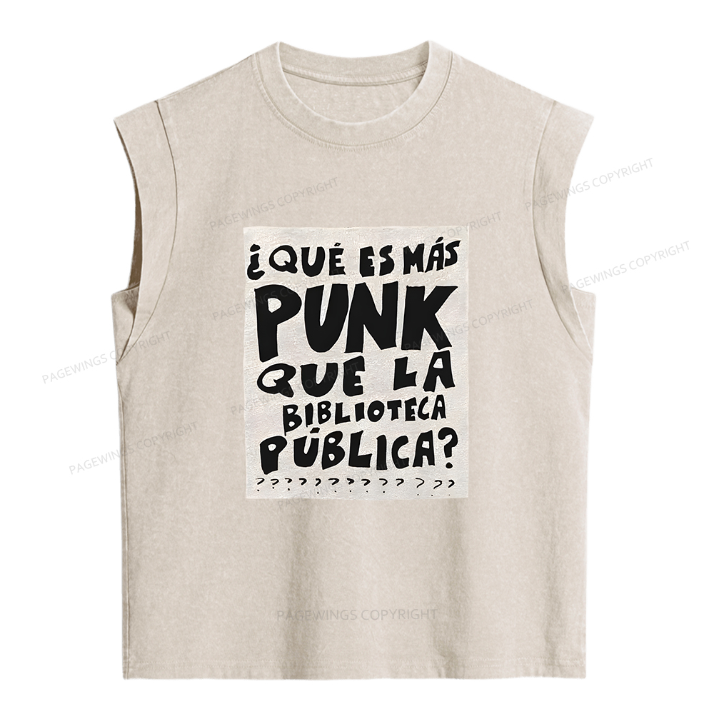 Pagewings What's More Punk Than The Public Library Women's Washed Tank Top
