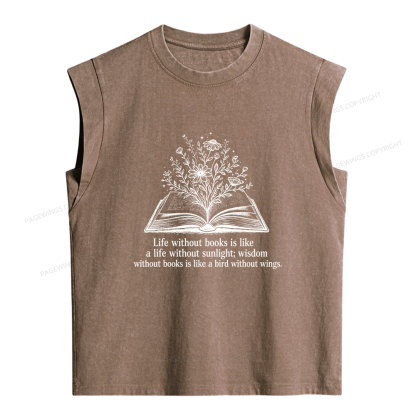 Pagewing Reading Quote Women's Washed Tank Top