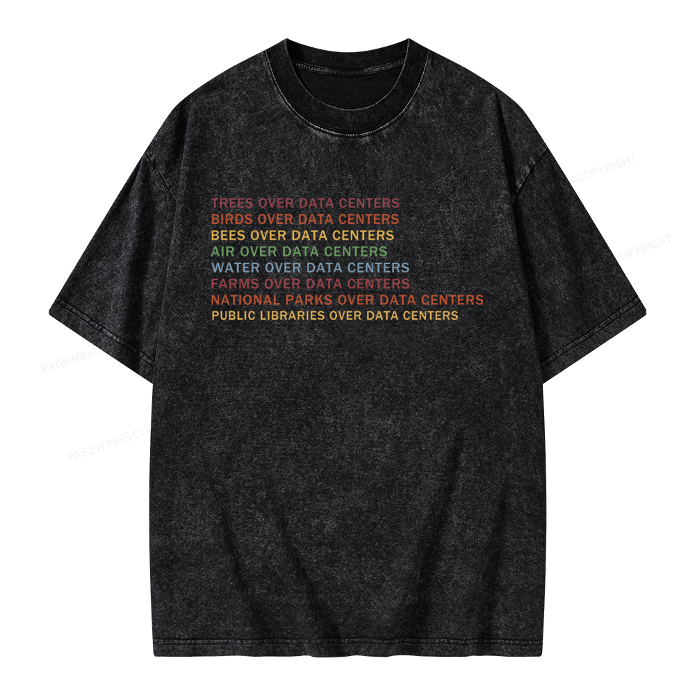 Pagewings Nature Over Data Centers Unisex Washed T-shirt