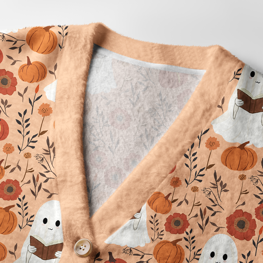 Pagewings Halloween Bookish Light Knit Unisex Cardigan Sweaters