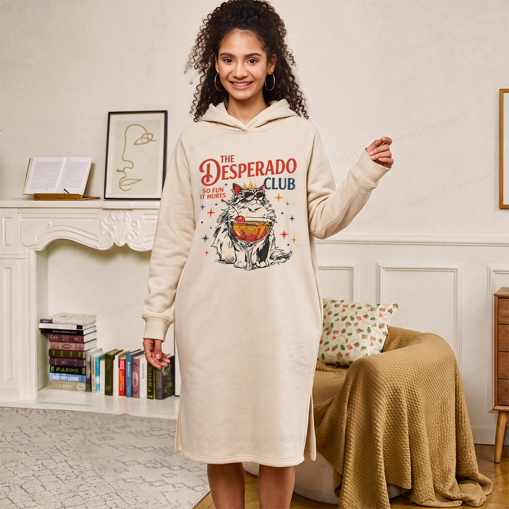 Pagewings Desperado Club Side-Slit Fleece Hoodie Dress