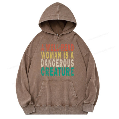 Pagewings A Well-Read Woman Is A Dangerous Creature Unisex Washed Hoodie