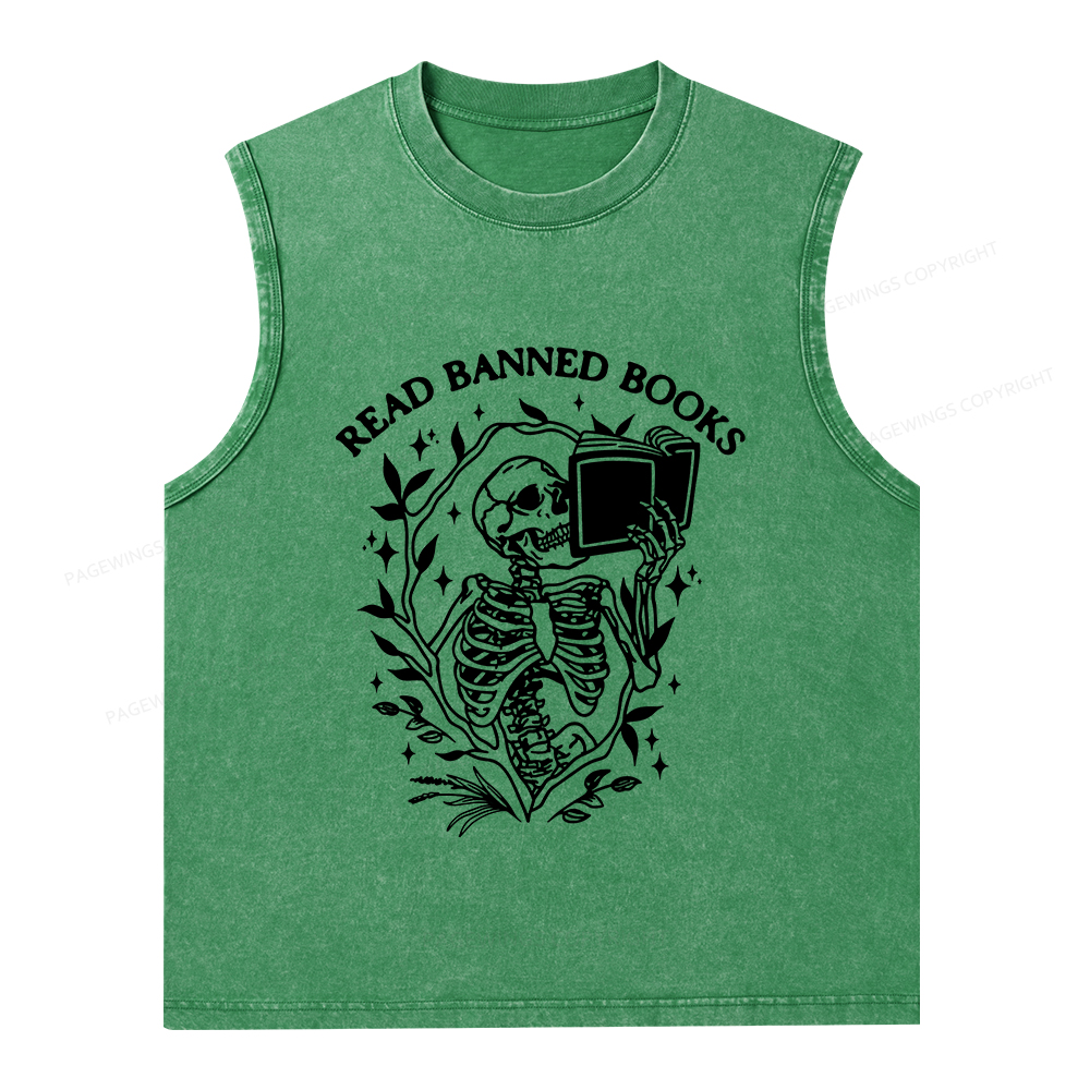 Pagewings Ban The Fascists Save The Books Unisex Washed Tank Top