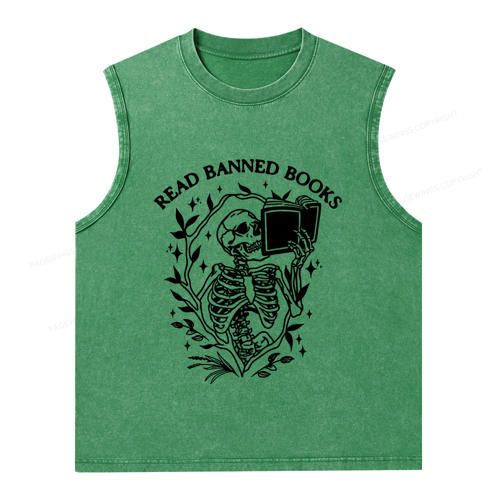 Pagewings Ban The Fascists Save The Books Unisex Washed Tank Top