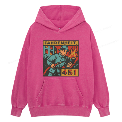 Pagewings Literature 451 Unisex Washed Hoodie