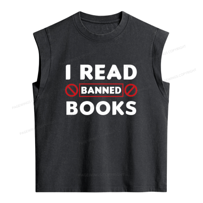Pagewings I Read Banned Books  Women's Washed Tank Top