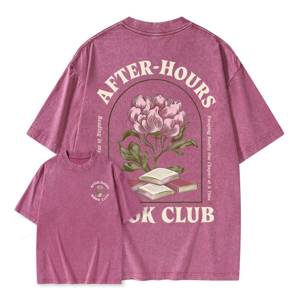 Pagewings After‑Hours Book Club Unisex Washed T-shirt